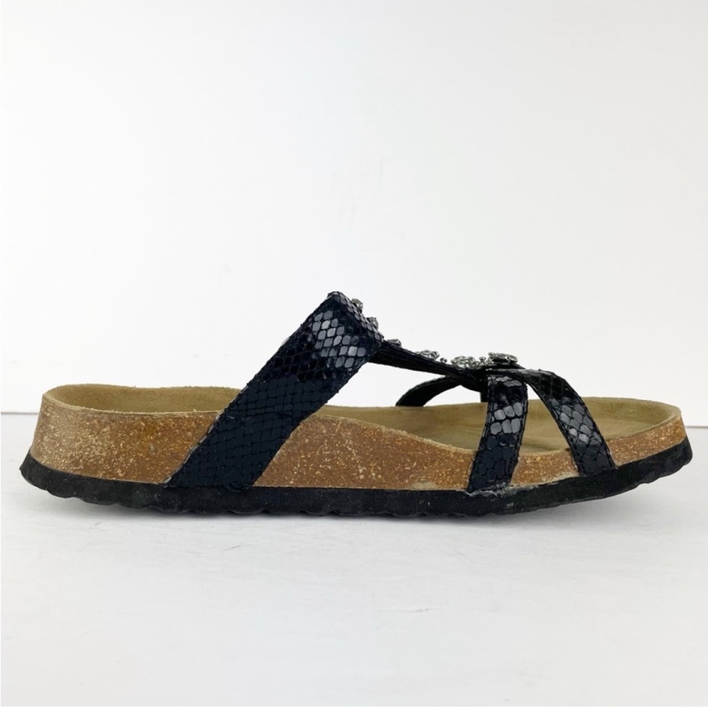 Birkenstock Betula Tango Black Snake Print Crystal Open Back Sandals - Picture 7 of 12